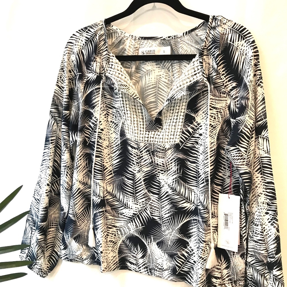 NWT Carve Designs Ipanema Crochet Detail Shirt